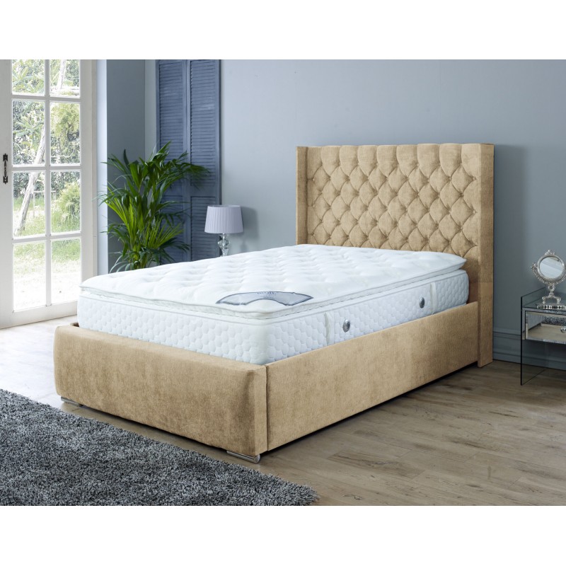 Nylasor Naples Sand Buttoned Headboard 4ft6 Double Bed